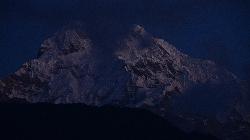 Fantastic light a few moments before the sun hits the summit of the 7'219 m Annapurna south.