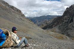 Looking from the  Mentok Ting La pass into the true Upper Dolpo and the Tibetan border.