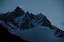Sunrise on Lhotse's main peak; 8'516 meters high.