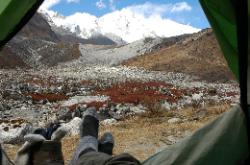 A well-deserved rest at the foot of Kangchenjunga.