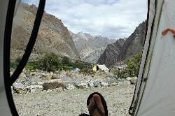 We camp some minutes outside of the village and enjoy the views down the valley where we came from.