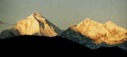 Dhaulagiri, 8'000 meter high pyramid glowing in the morning sun