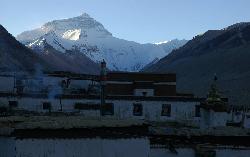 After a cold night in Ronguk monastery's  storeroom I get up early to watch the sunrise.