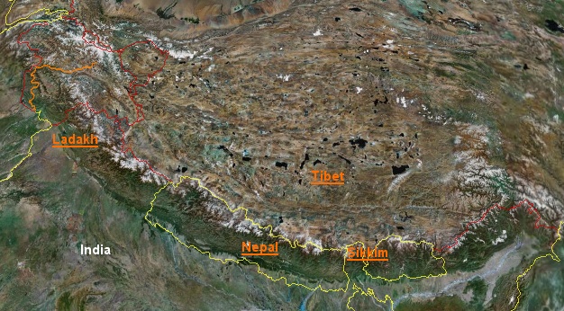Map of the Himalayas with links to travelogues, diaries, pictures and maps.